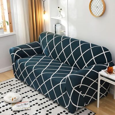 Sofa Cover 3-Seater and 2-Seater Fully Covered Universal 5-Seater Sofa Cover Non-Slip Sticky Elastic Stretchable Sofa Set Slipcover Protector for (3+1+1-Seater), Peacock Grill