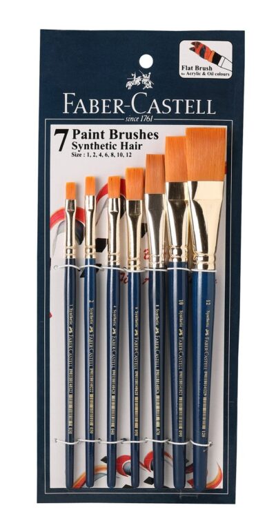 Faber-Castell Flat Paint Brush Set – Pack of 7 (Navy Blue)