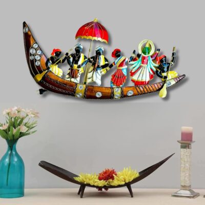 Anshika International Kathakali Ship LED Metal Wall Art | Handcrafted Abstract Wall Sculpture for Home & Office Décor (32x15 Inch)