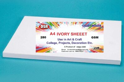 Eclet A4 20 pcs ivory sheet White thick drawing Sheets Craft 300 GSM Sheet Artists Ivory Sheets A4 Size, Smooth Finish, HEAVY GSM Ivory Drawing Paper, or Greeting Cards, Art & Craft Home, School, Office Stationery