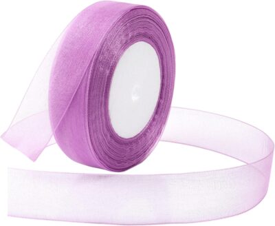 Light Purple Organza Ribbon for Gifts, 35 Meters, 1 inch Width