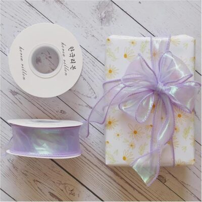 Bits & Bobs | Laser Organza Ribbon 1.5 Inch Wide 10 Yards for Gift wrap Bow DIY Craft Bouquet Wreath Baking Baby Shower Wedding Parties Valentine Christmas Tree Decoration (Light Lilac)