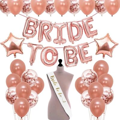 Party Props Bridal Shower Decorations Kit - Large 49 Pcs, Balloon Decoration Kit | Bride to Be Decoration Set Combo | Bachelorette Party Decorations | Confetti, Foil Balloons For Decoration