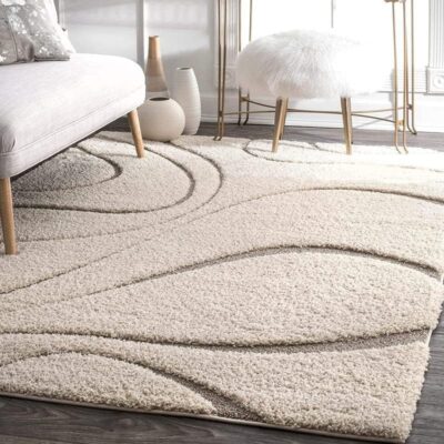 Soft & Stylish Shaggy Carpet for Living Room and Bedroom – Light Beige (3x5 ft)