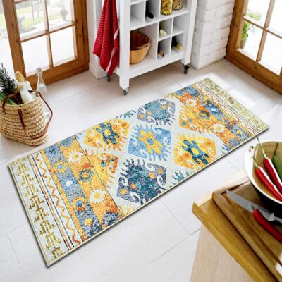 Ishro Home 3D Printed Anti-Skid Bedside Runner Carpet – 22x55 Inch, Multicolour