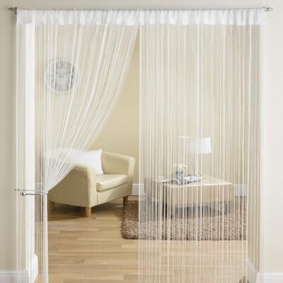 Export hub 1 Piece Beautiful Polyester Door Threads String Curtain - 7ft, White (EHSPR558_74)