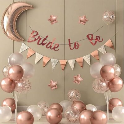 Party Props Bride to Be Decoration - 42 Pcs, Rose Gold Bride to Be Kit, Bridal Shower Decorations Kit, Bridal Shower, Bachelorette, Bachelor Party Decorations Star and Moon foil balloon