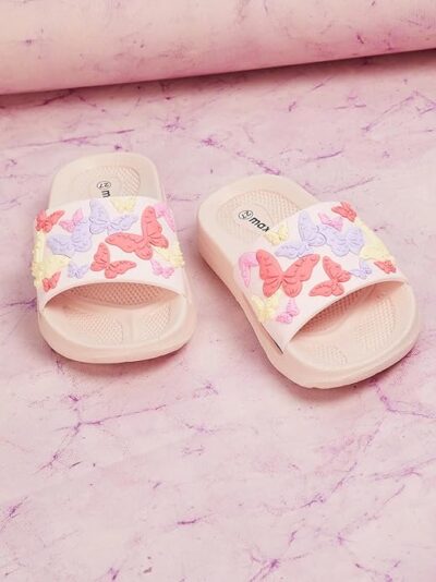 Max Girls 3D Laser Cut Sliders Flat Sandal