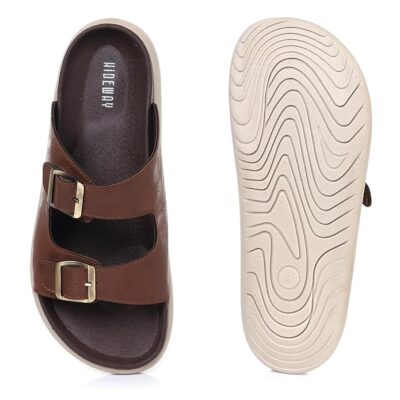 HIDEWAY Casual Slippers for Men that are stylish, lightweight, have cushioned footbeds and arch support with soft upper material and grippy sole. This sandal for men is for daily or office use