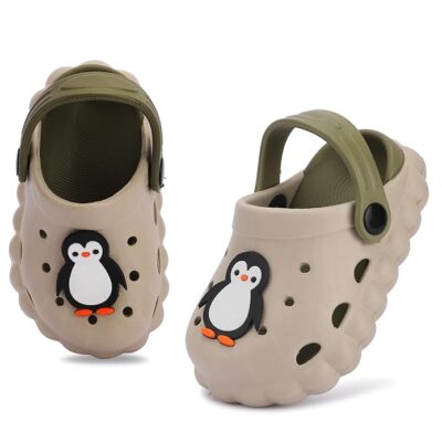 GLJ Little Angel Toddler Clogs Slippers, 12 Months to 3 Years, Baby Boy, Waterproof, Lightweight, Cute Cartoon Penguin Design
