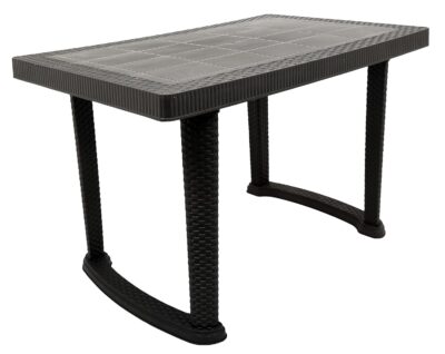 Esquire Trofi Plastic Dining Table-Black, 4-Seater, Cane Matte Surface