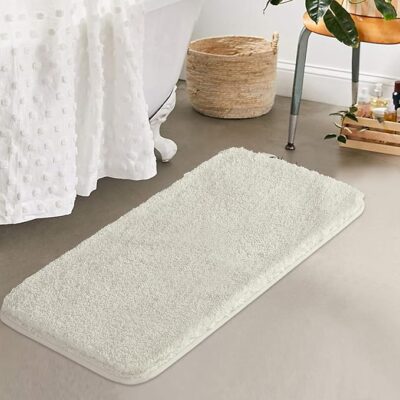 Soft Shaggy Door Mat | Anti-Skid Door Mats for Home Entrances, Bathroom Indoor/Outdoor Floor Mat with 2.5 cm Pile Height (40 x 72 cm) (Ivory)