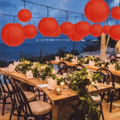 Jamboree!!! Red Paper Lanterns,12Inch Chinese/Japanese Paper Lanterns Decorations with Hooks and String,Red Round Hanging Paper Lanterns for Birthday, Wedding, Christmas Party, New Year Pack of 2