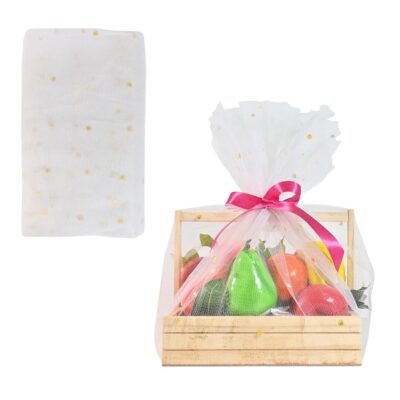 Dotted Net Fabric for Decoration & Gift Wrapping – 5 Meter Pack, White