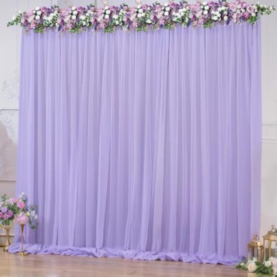 2pcs Lavender Tulle Backdrop Net, 8×5 ft Each – Nylon, Reusable Party Decoration