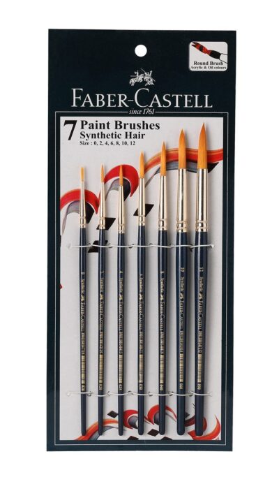 Faber-Castell Round Paint Brush Set – Pack of 7 (Navy Blue)