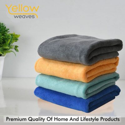 Yellow Weaves Super Soft Microfiber Hand Towels, Gym & Workout Towels 400 GSM, Multicolor 8, Set of 4