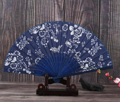 MTROYALDIA Folding Fans Handheld Fans Bamboo Fans Women's Hollowed Bamboo Hand Holding Fans for Wall Decoration, Gifts (Blue)