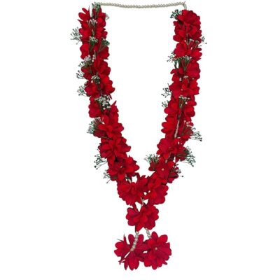 Artificial Rose Flower Garland for Photo Frame | Rose Flower Mala for God Idol Photos and Loved Ones (Size:-30 inch/75 cm) (Red)