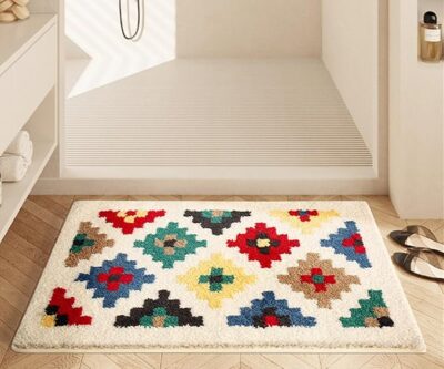 Roseate Cascade Super Soft Anti-Skid (40x60 cm) Super Absorbent Mats Microfiber 2000 GSM Mat for Bathroom/Kitchen/Door Mats for Home/Floor Mat (Ivory) Pack of 1