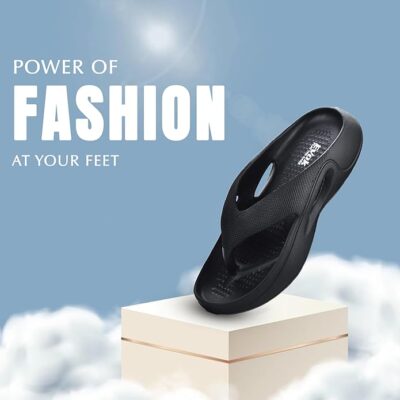 EVOKNIT Orthopedic Flip Flops Slippers for Men Ultra-Soft Arc Support Chapel Cushion Slip-Resistant Recovery Slipper For Casual Wear