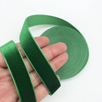 5 M Green Velvet Ribbons Lace 1" for Christmas Gift Wrapping Decoration Art and Craft and Christmas Tree and Wreath Decoration