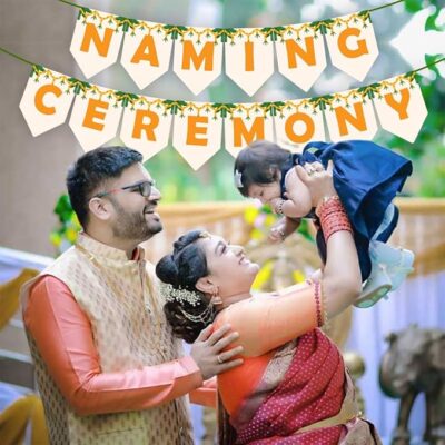 Party Props Naming Ceremony Banner - 1 Pc/Naming Ceremony Decoration Kit/Baby Naming Ceremony Decoration Items/Naming Ceremony Banner for Girl and Boy/Namkaran Ceremony Decoration (Cardstock)