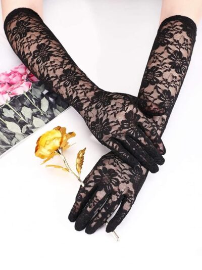 Ladies Lace Gloves Full Finger Bridal Lace Gloves for Women