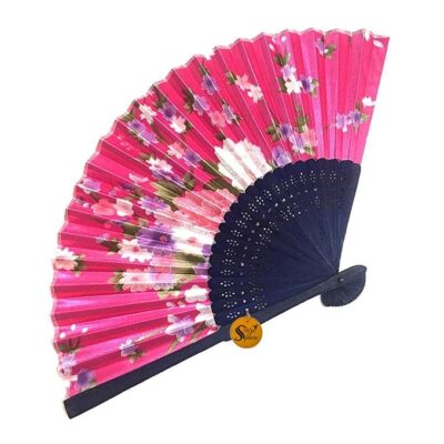 Sage Square Set, Floral Handheld Folding Chinese Fan Vintage Era Touch, Fabric Folding Fan for Wedding Dancing Party, Decorations,Birthday Party, Photo Booth Pack of 1 Multicolor