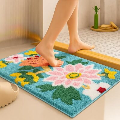Roseate Nature Super Soft (40x60 cm) Microfiber 2000 GSM Bathmat Super Absorbent Anti-Skid Door Mats for Home/Bathroom/Bedroom/Kitchen/Floor Mat (Green) Pack of 1