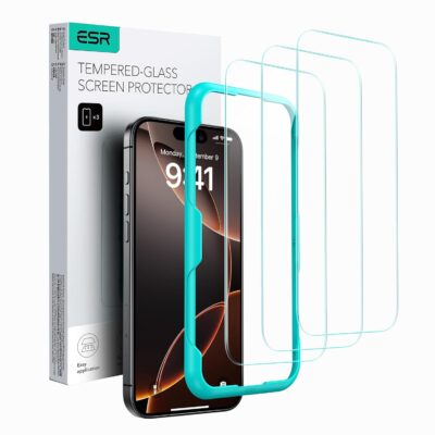 ESR 3 Pack for iPhone 16 Pro Max Tempered Glass, Screen Guard Film with Easy Installation Tool, 9H Hardness, Military-Grade Shatterproof, HD Clear, Scratch Resistant Screen Protector