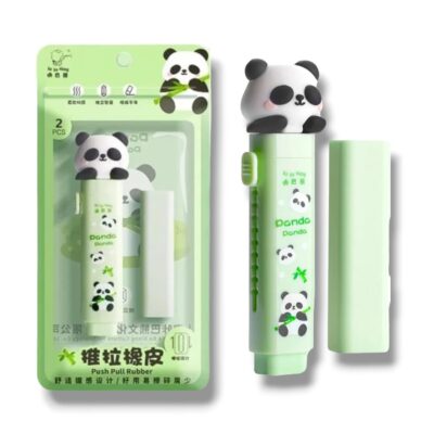SAMVARDHAN Kawaii Cutter-Style Eraser with Clutch Mechanism for Kids – Panda, Green (Pack of 1)
