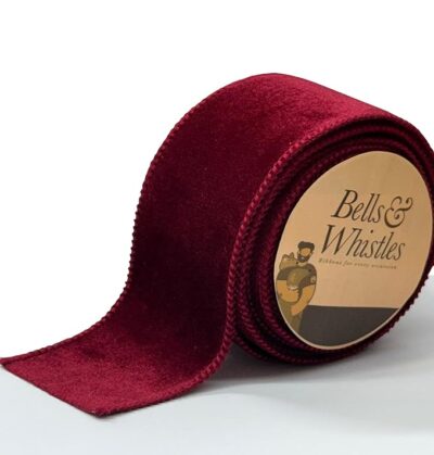 Bell & Whistles Velvet Wired Christmas Ribbon (Length: 5 Yards Width: 2.5 inch)