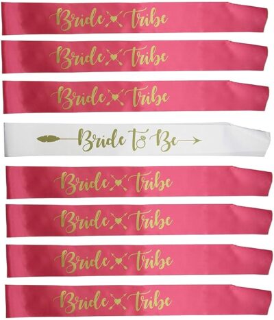 Party Props Bride to Be Sash- 6 Pcs, Pink White Bridesmaid Sash | Team Bride Sash's | Bachelorette Party Decorations | Satin Brides to Be Decoration Set Combo | Brides to Be Accessories