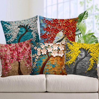 AEROHAVEN Velvet 250TC Cushion Cover, 16 x 16 Inch, Multicolour, Set of 5