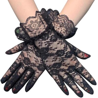 Lace Gloves Women Elegant Gloves Bridal Lace Gloves Floral Pattern Lace Gloves for Wedding Dress Evening Dress