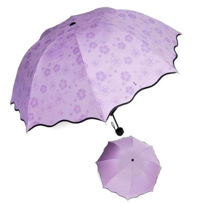3-Fold Portable Windproof Umbrella with Magic Blossom Print – Compact, Lightweight & UV Protection