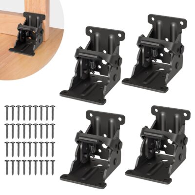 LUXONIX Heavy Duty Folding Brackets (4 Pack) – Self-Locking Steel Hinges with Screws | 225kg Load Capacity