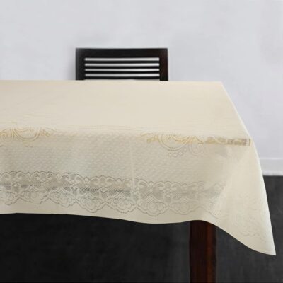 Homerz Premium Center Table Cloth, Cotton Table Linen, Royal and Durable Cover (Jhallar Cream, 40x60 inch- Center Table)