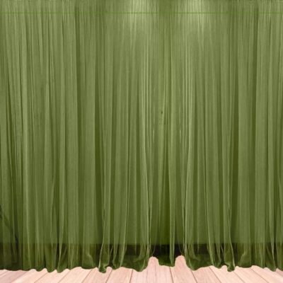 1iAM Olive Net Curtains – 2pcs Nylon Backdrop, 8.5x5 ft, Reusable & Wrinkle-Free
