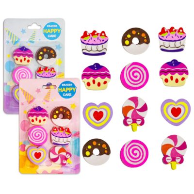 FunBlast Fast Food & Ice-Cream Themed Erasers – 12 Pcs Cute Kids Stationery