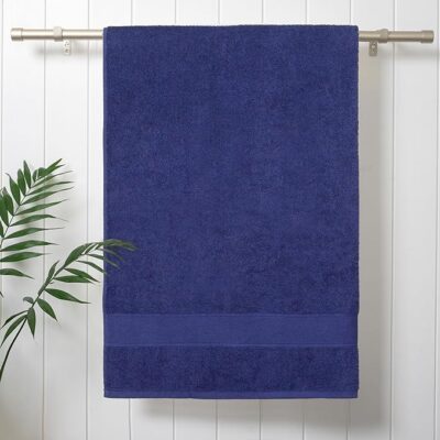 Trident 100% Cotton Towels for Bath | Towels for Bath Large Size Bath Towel - Soft & Absorbent | 450 GSM | 1 Piece Bath Towel for Men/Women | Urban Comfort | 70 cms x 140 cms - New Navy