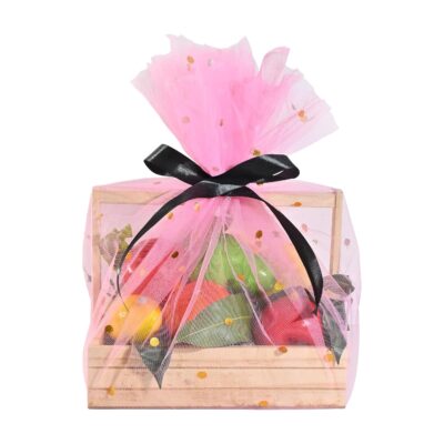 Dotted Pink Net Fabric for Decoration – 5 Meter Polyester Cloth