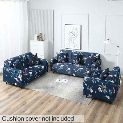 Sofa Cover 3-Seater and 2-Seater Fully Covered Universal 5-Seater Sofa Cover Non-Slip Sticky Elastic Stretchable Sofa Set Slipcover Protector for (3+1+1-Seater) (Blue)