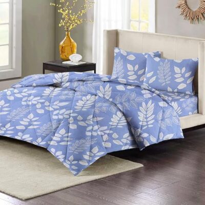 VAS COLLECTIONS® All Weather Microfiber Comforter/Duvet/AC Quilt/Blanket - Reversible with Siliconized Filling - 200 GSM |Double - 220x240 CMS (Blue & Cream)
