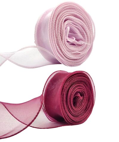 2 PCS Organza Ribbon, Ribbons for Gift Wrapping and DIY Craft Projects, Elegant Ribbon Roll for Wedding and Home Decorations
