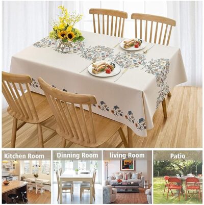 Urban Space Sicilia Table Linen Collection - Premium Water & Stain Resistant Dining Table Cover for 6 Seater, Anti Skid Table Cloth for Center Table, 1 Piece (White Paisley, 52"x 92")