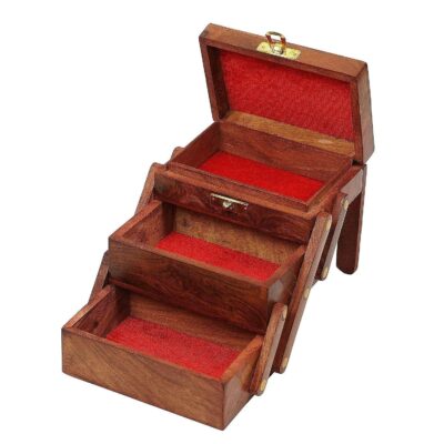 Antlantic wood store Wooden Jewellery Keepsake Celtic Box with 3 Expendable for Women Wooden Flip Flap Flower Carved Design Handmade Gift