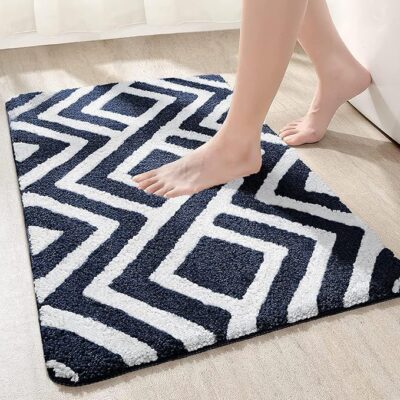 Roseate Egyptian Super Soft (40x60 cm) Microfiber Solid 2000 GSM Bathmat Super Absorbent Anti-Skid Door Mats for Home/Bathroom/Bedroom/Kitchen/Floor Mat (Blue) Pack of 1