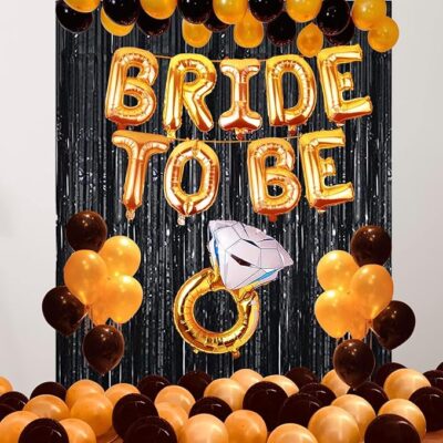 Party Props Bride to Be Decoration Set Combo - 44 Pcs Bachelorette & Bridal Shower Decorations | Bride To Be Balloons, Accessories & Banner (Foil)